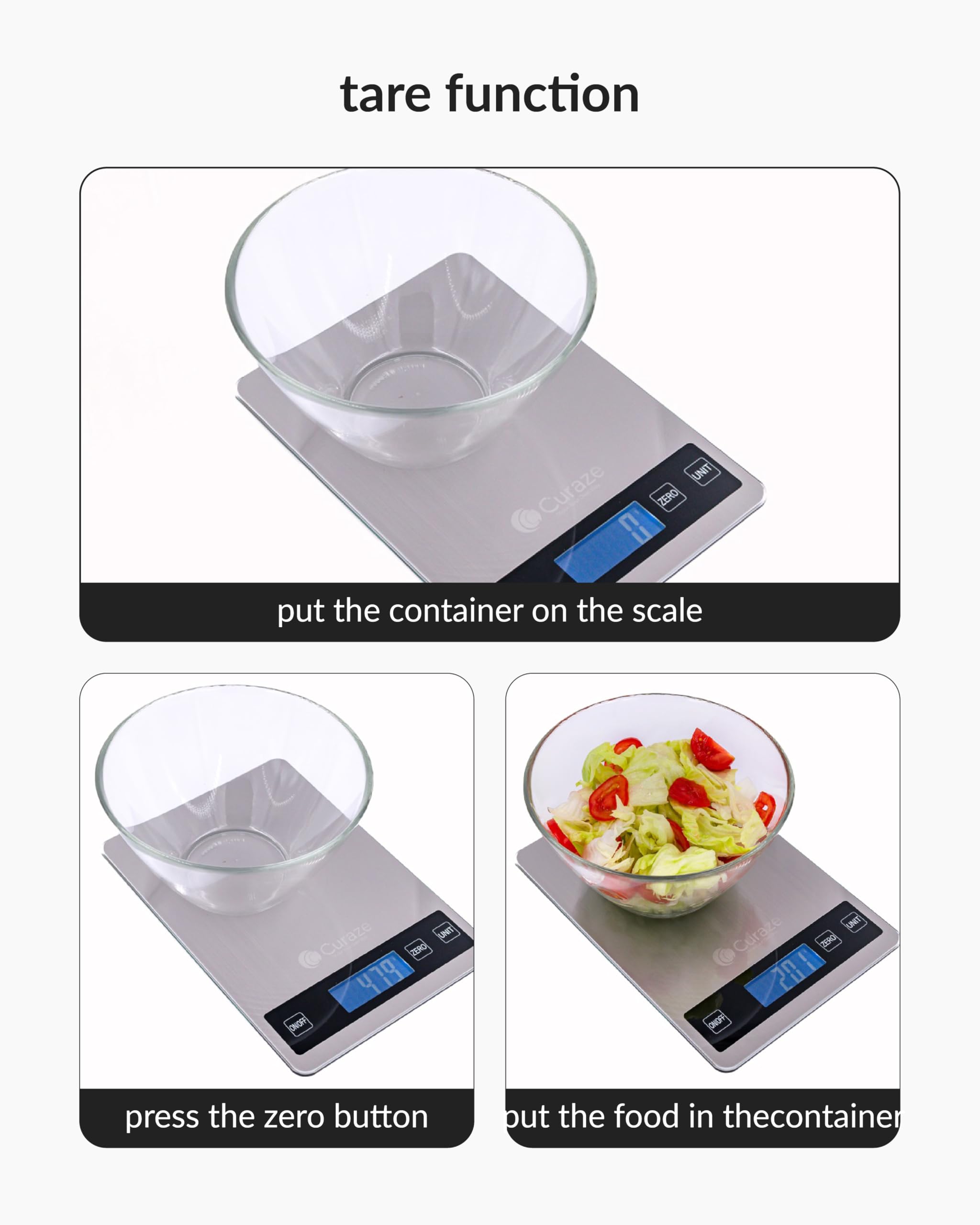 Curaze Digital Food Weight Machine For Kitchen Up To 10 Kg Capacity - Accurate Kitchen Weighing Scale For Home Baking, Cooking &